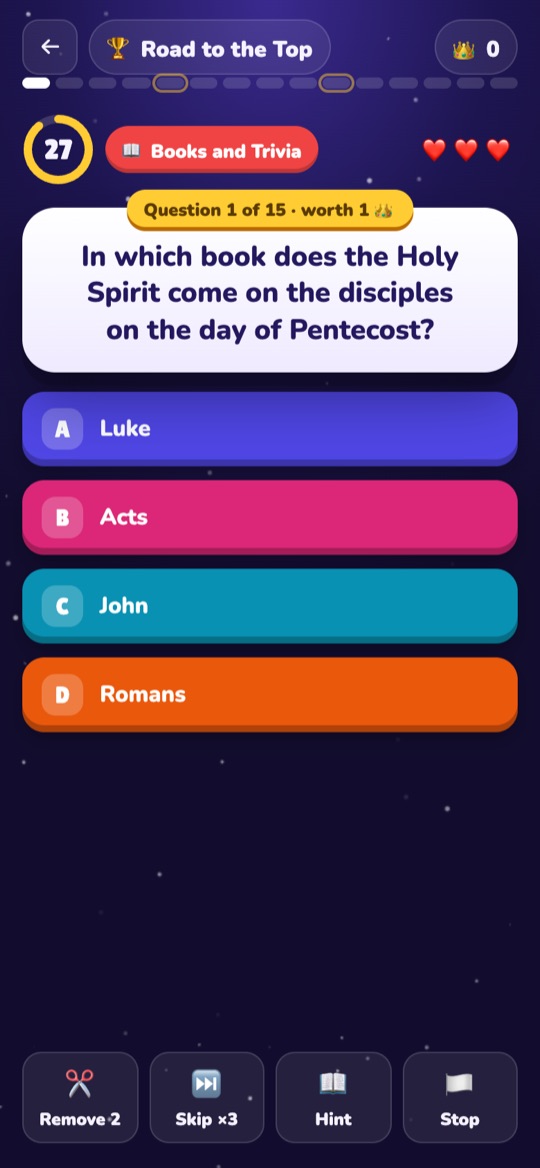 A quiz question in Bibliados